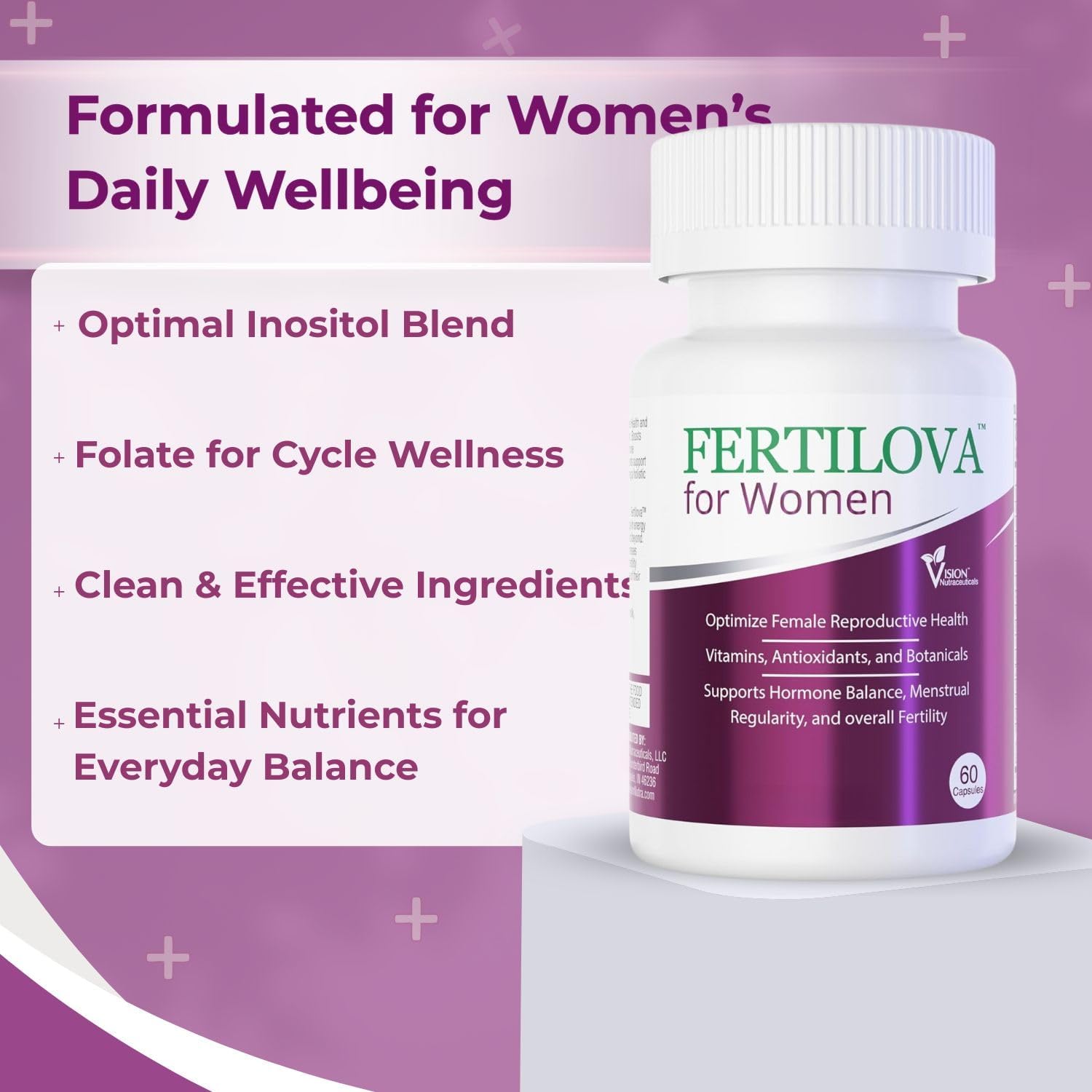 Vision Nutra Fertility Support Supplement for Women | for Hormonal Balance & May Support Menstrual Regularity | Fertilova 60 Vegan Capsules - 2 Month Supply - Image 3