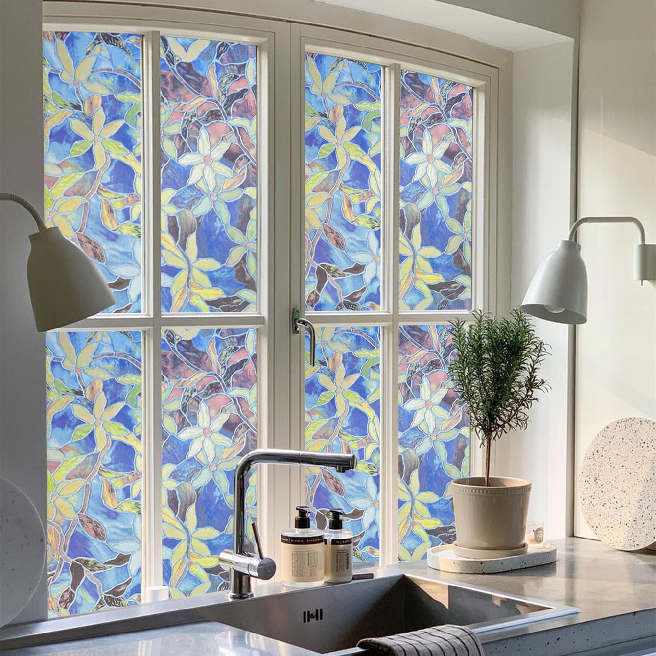 Pellicola Per Finestre Smerigliata Dktie - Adesiva Statica Per Privacy, Motivo Floreale 44.5x200cm - Foto 3