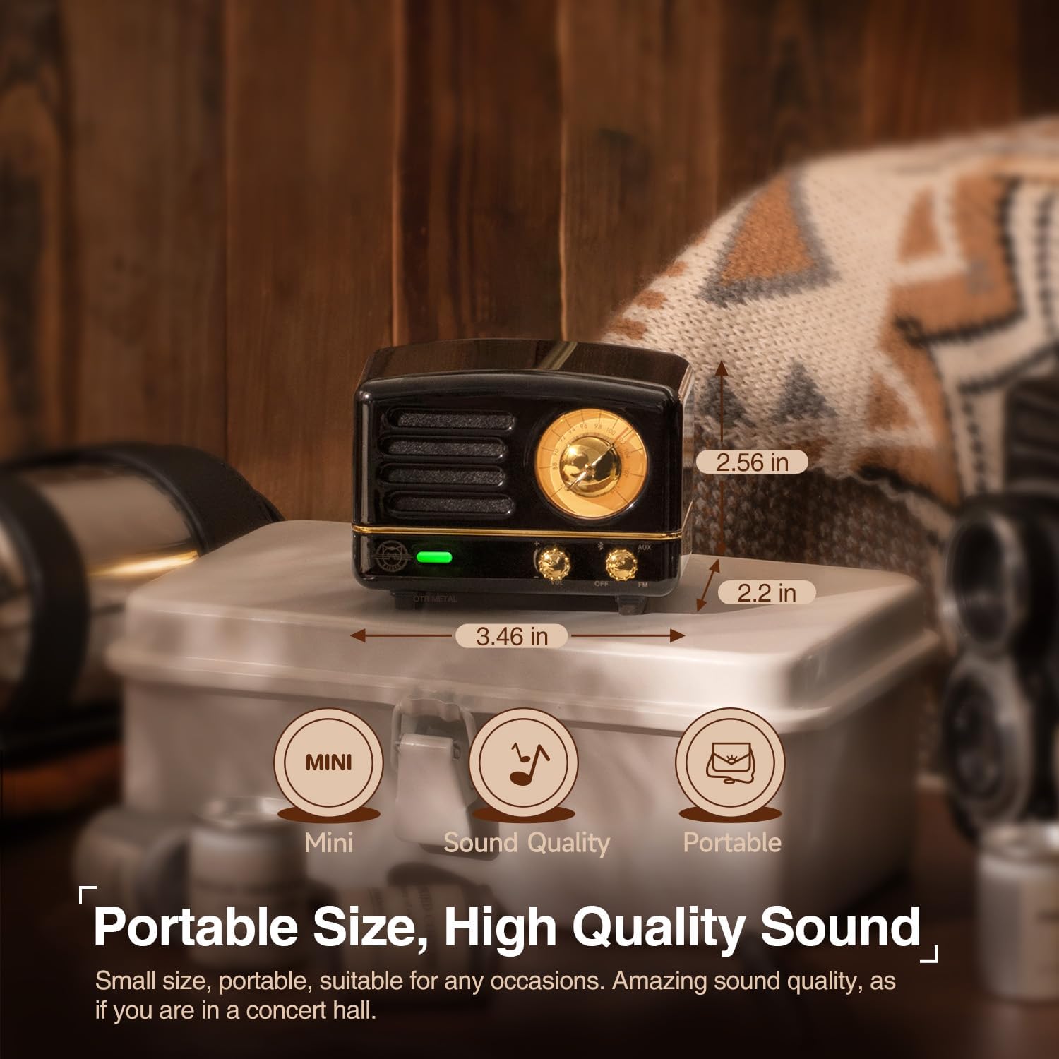 Muzen speaker with dimensions overlayed