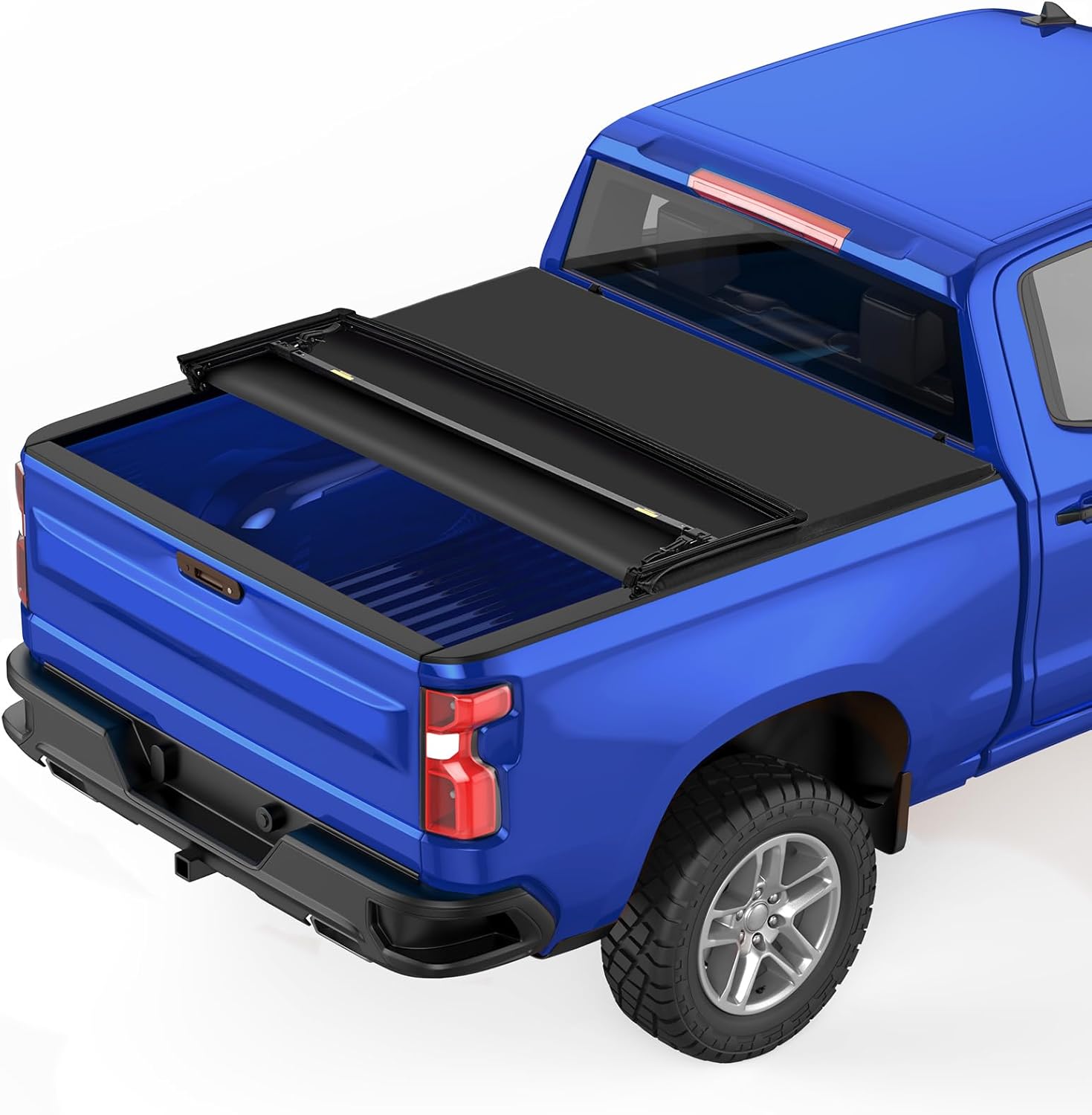 GAOMON Soft Tri-Fold Truck Bed Cover, fits Chevy Silverado 2019-2024,GMC Sierra 1500, 6.6FT Bed, Tonneau Covers for Trucks Protecting Your Cargo Truck Tonneau Covers Suitable for All Kinds of Weather