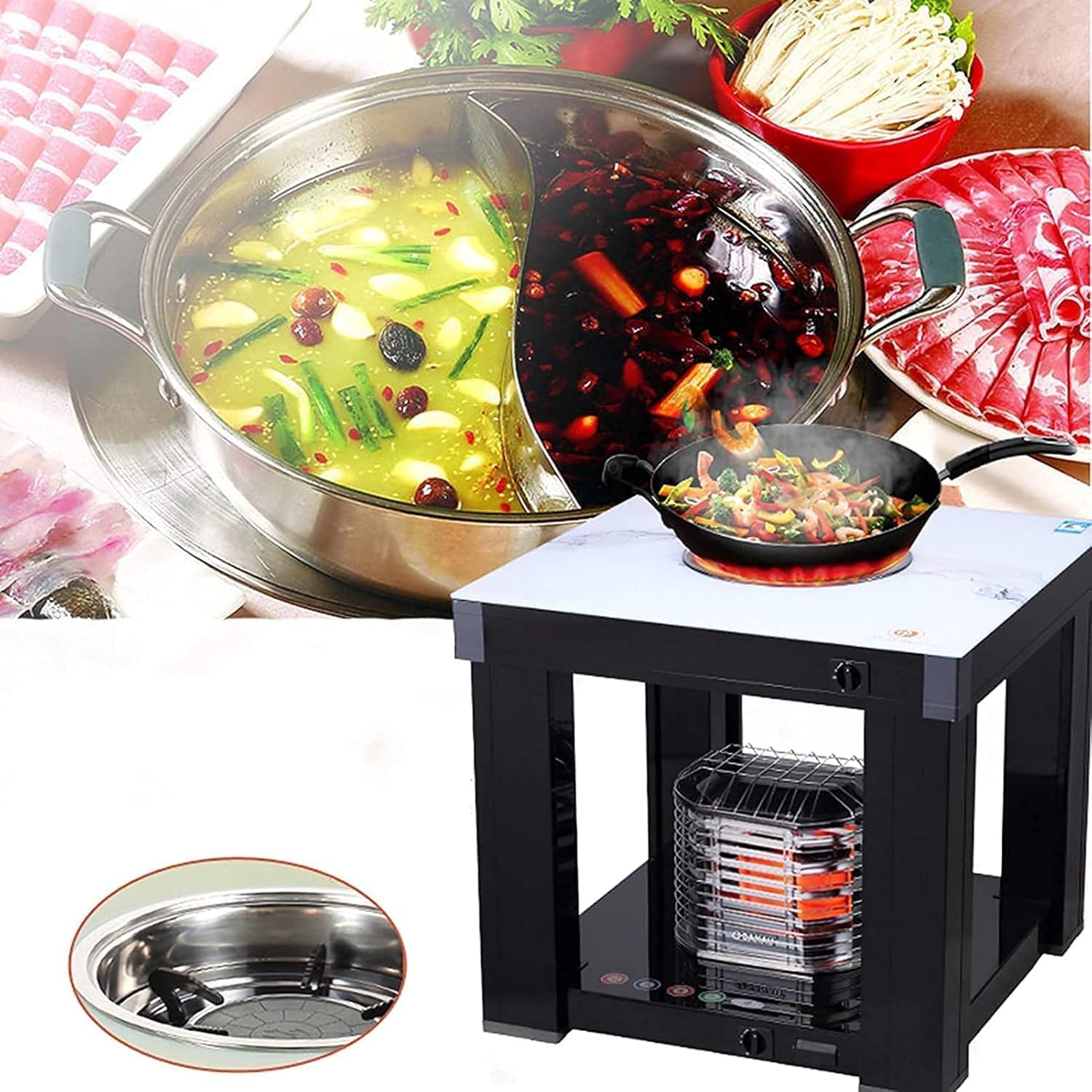 Mesa de calefacción portátil para interiores con radiador de convección para uso en invierno en la sala de estar