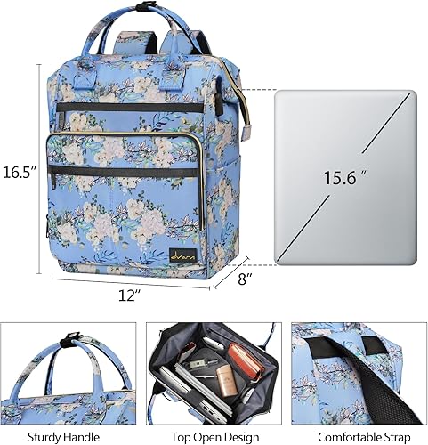 Miniatura 3 de Mochila para laptop para mujeres y hombres, bolsa universitaria de 15.6 pulgadas con puerto USB, bolsillo RFID, impermeable, mochila de trabajo de