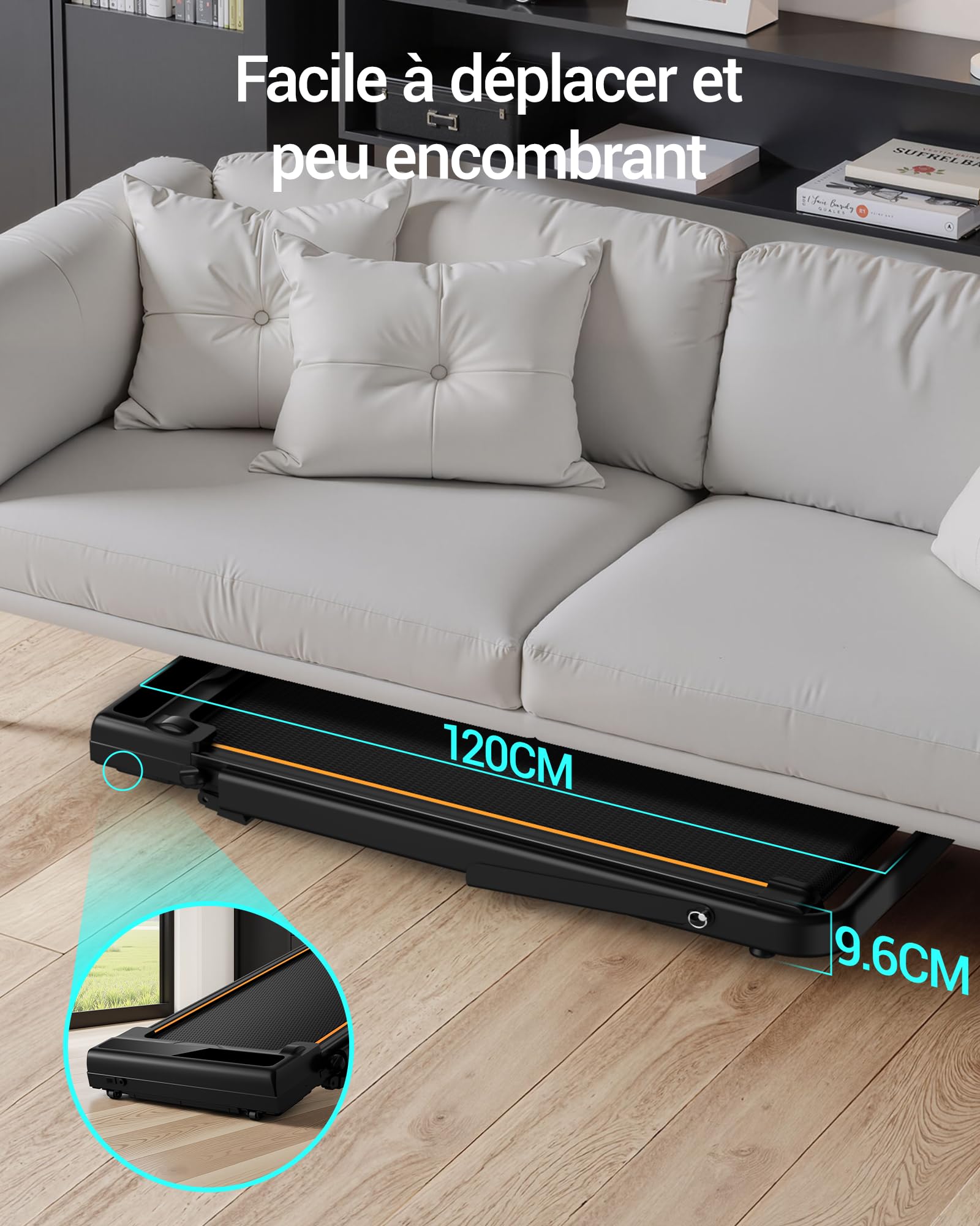UMAY Tapis de Course Pliable Inclinable 16%, 10KM/H, Affichage LED, Télécommande, 3.0 CV, Max Charge 136KG