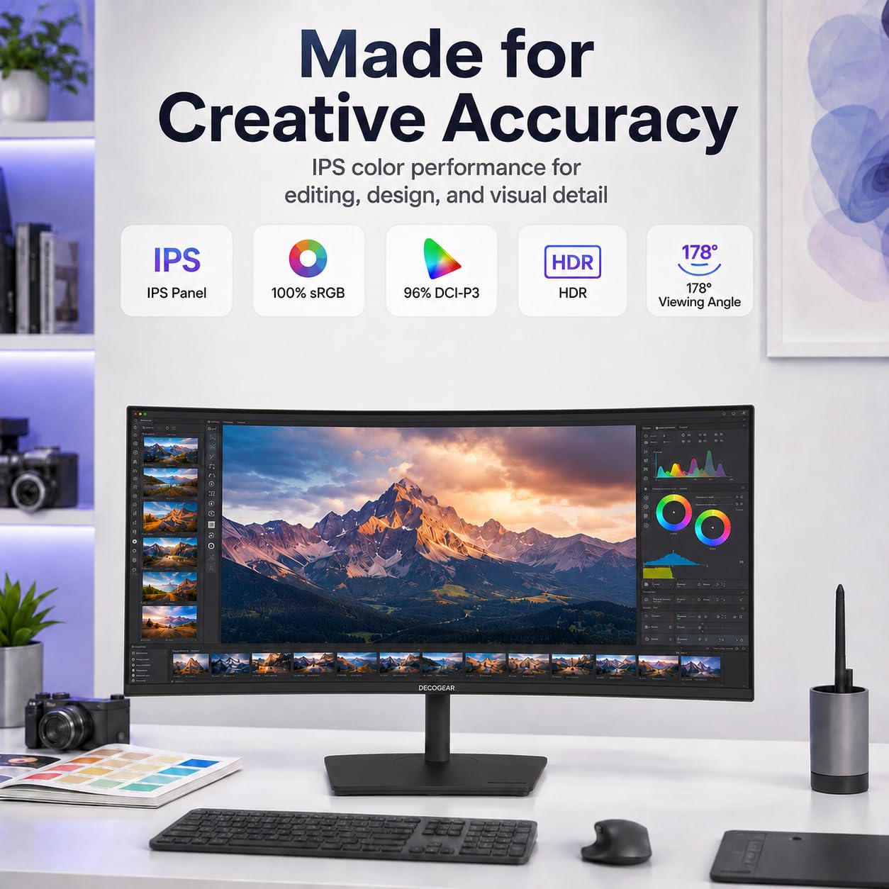 Deco Gear 40 zakrzywionych ultrawide Nano IPS Monitor, 5120x2160 5K2K, 21:9, HDR10, AdaptiveSync, 100% sRGB, HDMI 2.0, DP, USB-C