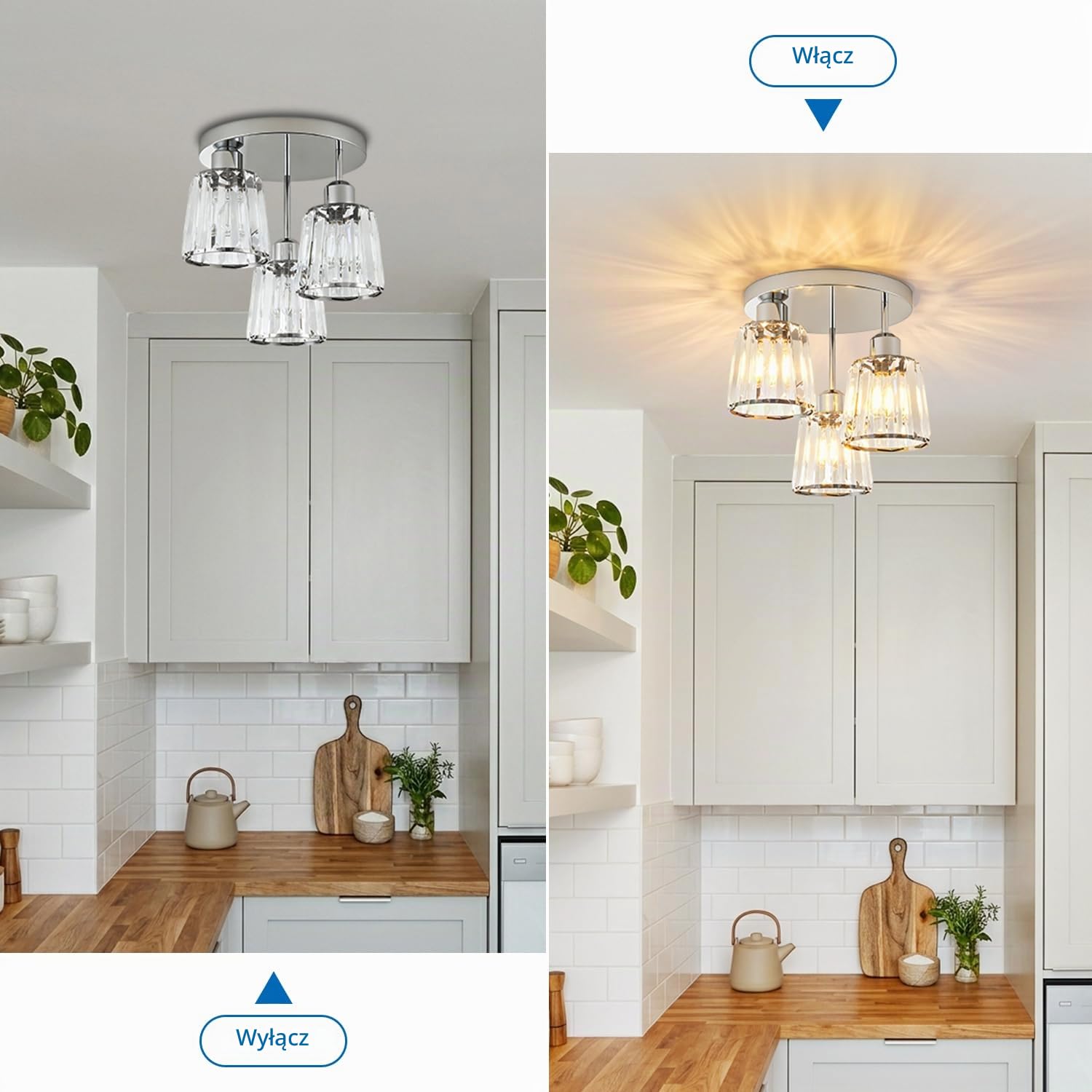 AANWIO Srebrne szklane lampy sufitowe, nowoczesne lampy sufitowe E27, lampa sufitowa do sypialni wyposażona w 3 szklane klosze, idealna do salonu, kuchni, łazienki (bez żarówki)