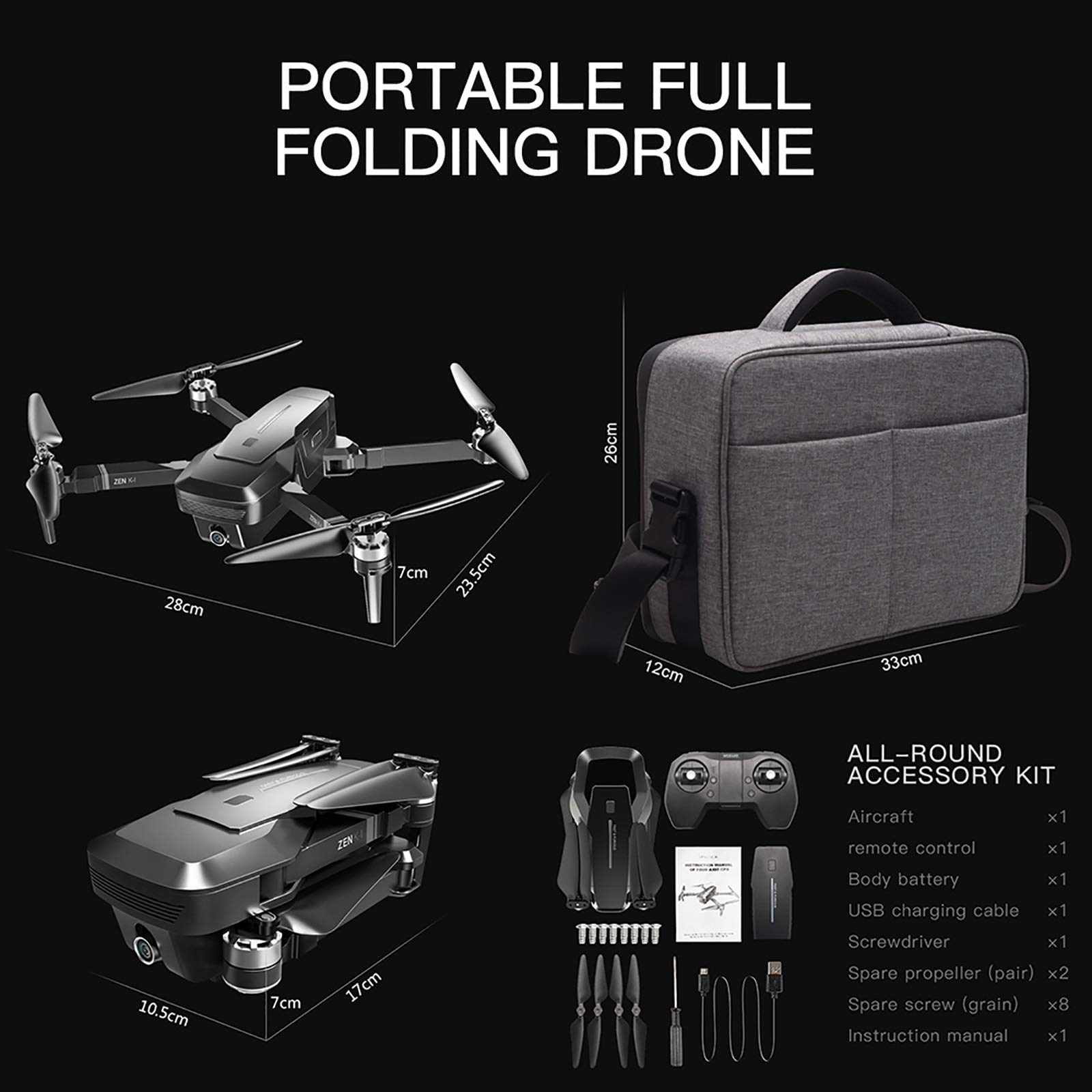 4K UHD dron GPS z silnikiem bezszczotkowym, 50 x zoom, 5 g WiFi FPV RC Quadcopter, następuje Mir, powrót do domu, piękny prezent dla dorosłych początkujących dzieci (kolor: jedna bateria)