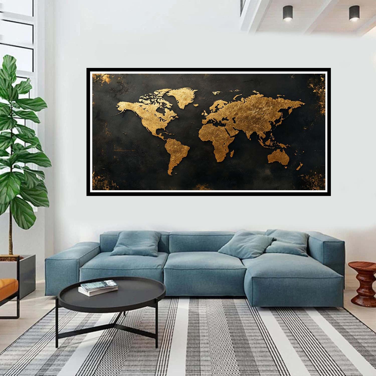 Malen Nach Zahlen Weltkarte Malen Nach Zahlen Erwachsene Karte DIY mit Rahmen Ölgemälde Set Malen Basteln, mit Pinseln Acrylfarben Kreativ Set für Erwachsene,Home Wand Dekor Geschenk 50x100cm E-1759