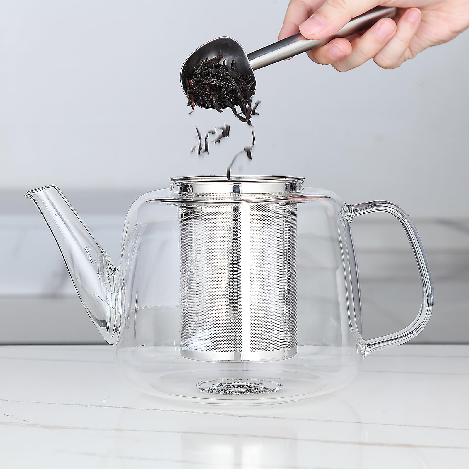 Teiera in vetro borosilicato Easyworkz da 1500 ml con grande infusore rimovibile in acciaio inossidabile per tè sfuso, frutta, erbe e infusi