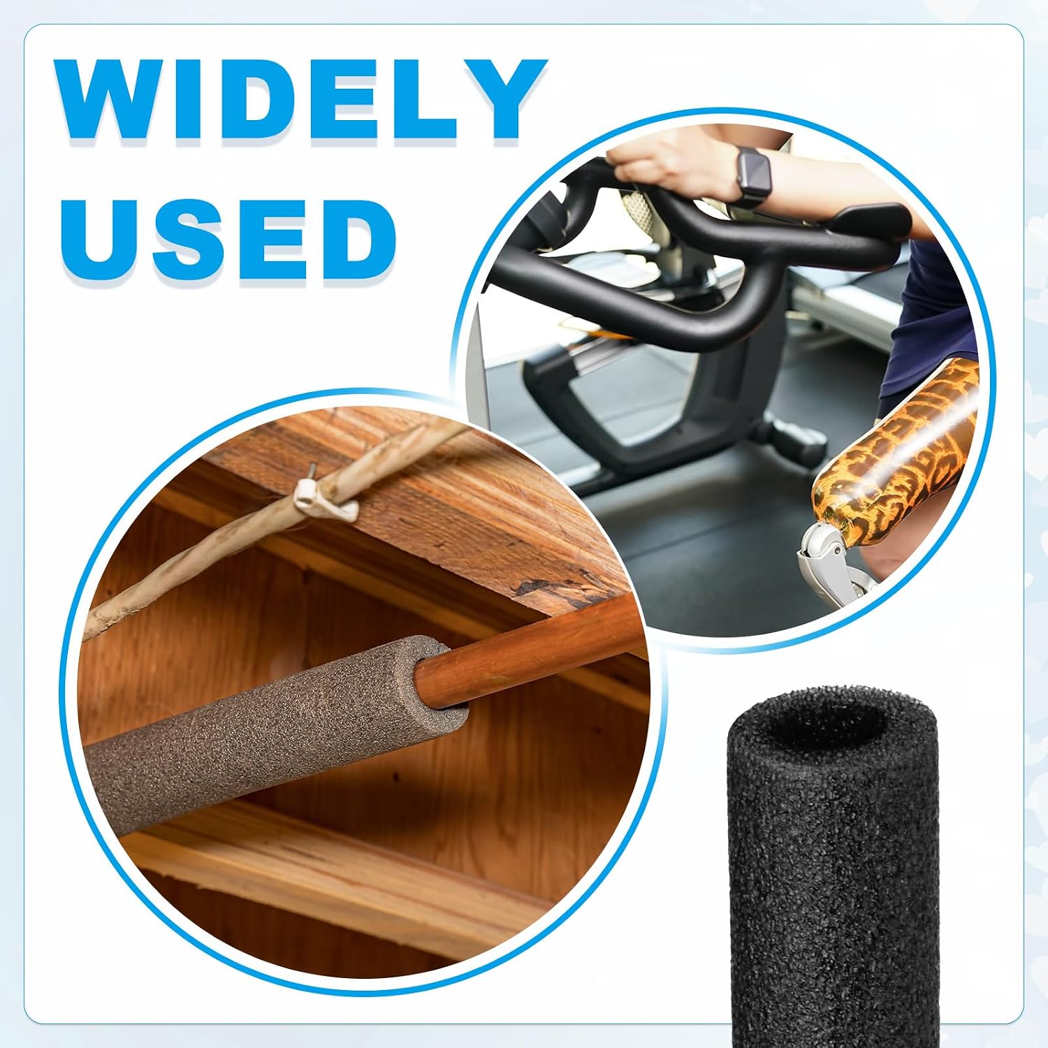 PATIKIL 2 Pcs Pipe Insulation Foam Tube, Heat Preservation Foam Pipe Tubing Covers 3/8" (10mm) ID x 3.3FT x 13/16" OD for Handle Heat Water Pipe Freeze Protection, Black