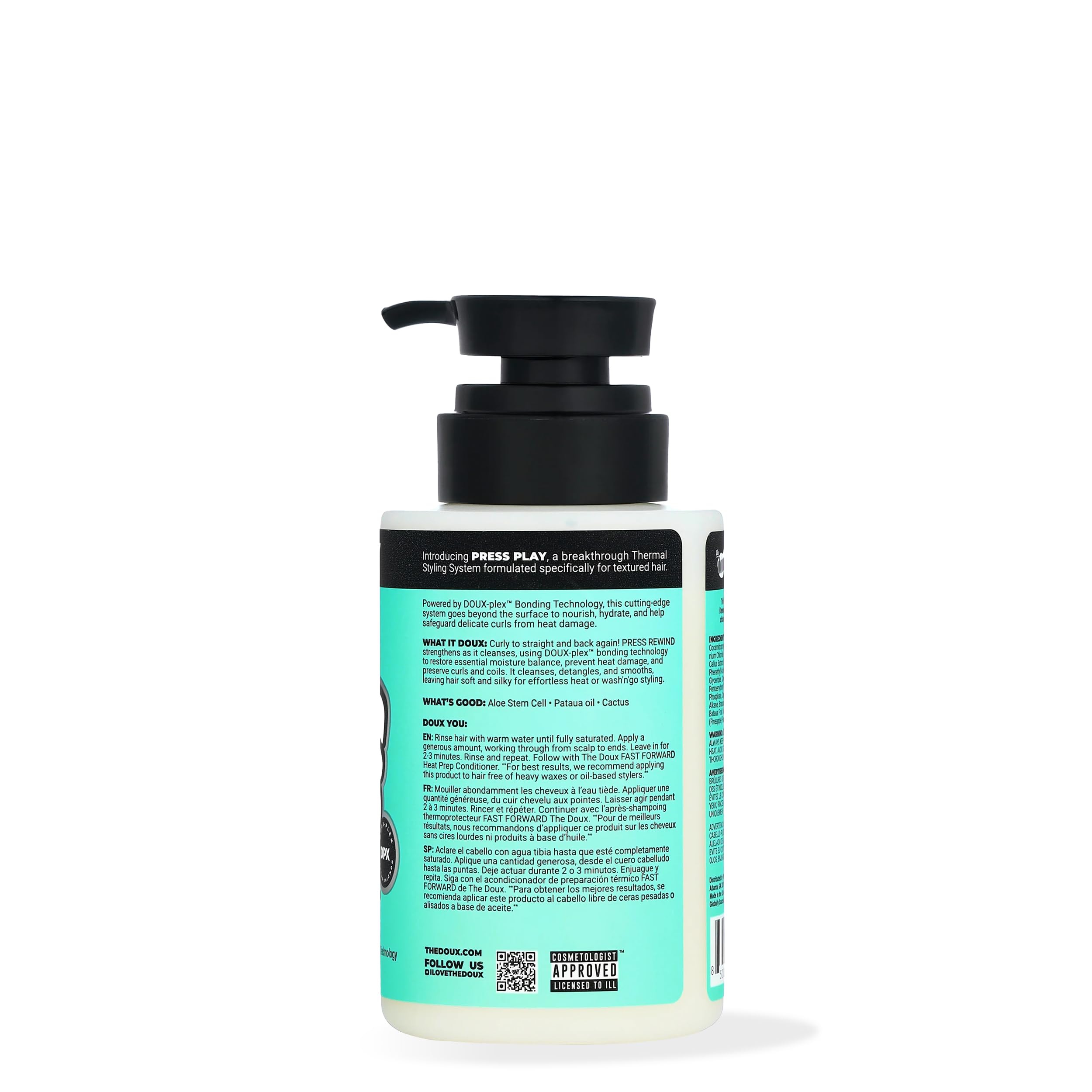 The Doux PRESS REWIND and FAST FORWARD Bundle - Shampoo and Conditioner Set for Curly Hair - With Aloe Stem Cell, Cactus, and Pataua Oil