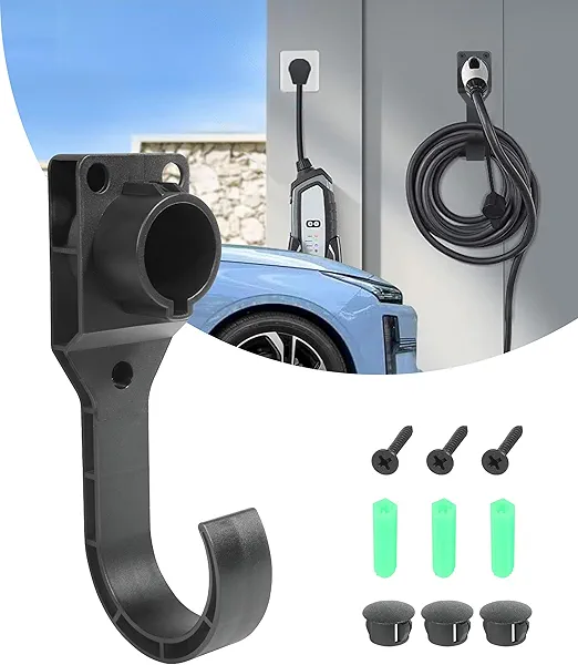 bylikeho EV Charger Holder,EV Charger Cable Holder,Wall-Mount J1772 Connector Holster Dock with Screws,Car Accessories EV Charger Holder Electric Vehicle Charging Holster Dock for SAE J1772 Connector