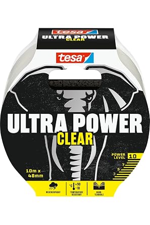 شريط إصلاح Tesa، شفاف، قوي للغاية، 10 متر × 48 مم