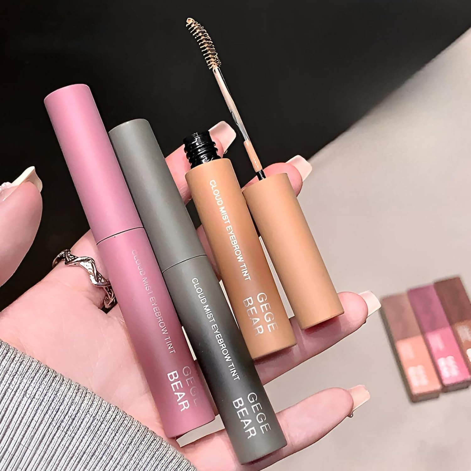 Gege Bear Eyebrow Tint | Anti-Clump Formula with Professional Spoolie Brush | Long-Wearing Brow Makeup for Shallow Light Eyebrows | Perfect for Sparse Patchy Brows | Sweat-Resistant Transfer-Proof Brow Tint for Active Lifestyle | Aesthetic Shades Golden Wheat Pink Cloud Gray Brown (05# Lilac Dye, 4.5g)-image-20