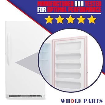 Upgraded Whole Parts White Freezer Door Gasket (Magnetic Strip Inside) - Part# 5304506131 - Compatible with Select Crosley, Frigidaire, Kenmore, and Tappan Models
