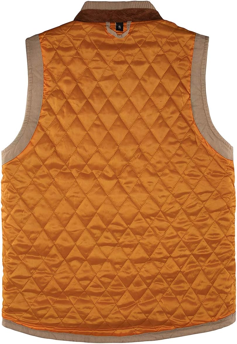 Lisskolo Men's Quilted Lined Vest Washed Canvas Winter Warm Outdoor Hunting Work Utility Travel Vest Jacket - Image 5