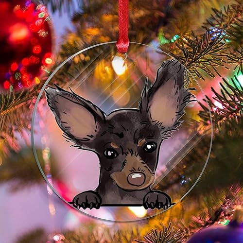 Adornos rusos de terrier de juguete para árbol de Navidad, regalo para amantes de los perros, decoraciones de Navidad para árbol, acuarela, mirando