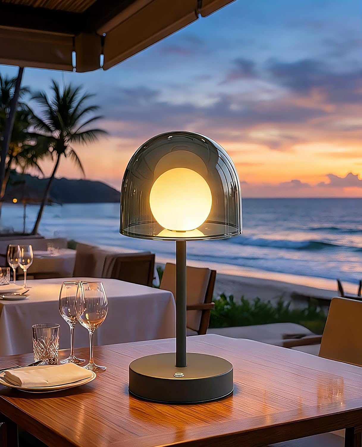 OOWOKS LED Table Lamp Cordless Rechargeable Bedside Lamp Dimmable 3000K–6500K, Touch-Activated Mushroom-Shaped Table Lamp Wireless Portable Night Light 1800mAh Battery-Powered Bedroom Lamp