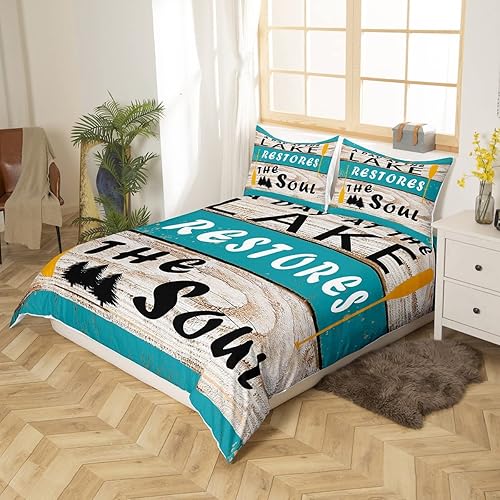 Miniatura 8 de Feelyou The Lake House - Juego de ropa de cama para niños y niñas, funda de edredón rústica de madera de granero para niños, niñas, decoración de