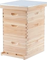 Vista 8 de CREWORKS Bee Hive Boxes 10 marcos Langstroth Beehive, kit de iniciación de mantenimiento de abejas incluye 1 caja de Super Bee y 1 caja de cría