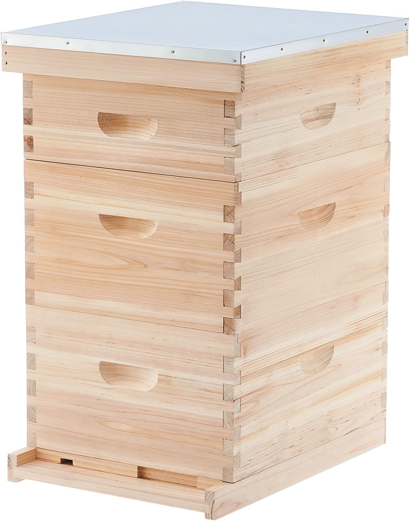 CREWORKS Bee Hive Boxes Starter Kit, 3 Layer Bee House Langstroth Beehive for Bees Keeping, Beekeeping Supplies with Plastic Queen Excluder and Nails (10 Medium and 20 Deep Frames)