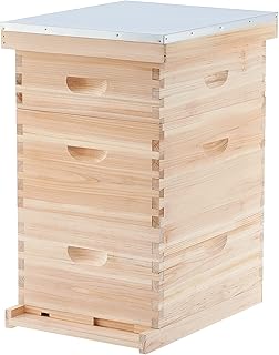 CO-Z Bee Hive Boxes Starter Kit, Langstroth Beehive for Bee Keeping, 3 Layer Bee House with 10 Medium and 20 Deep Frames & Foundations, Beekeeping Supplies with Plastic Queen Excluder and Nails