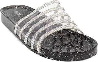 black glitter jelly sandals