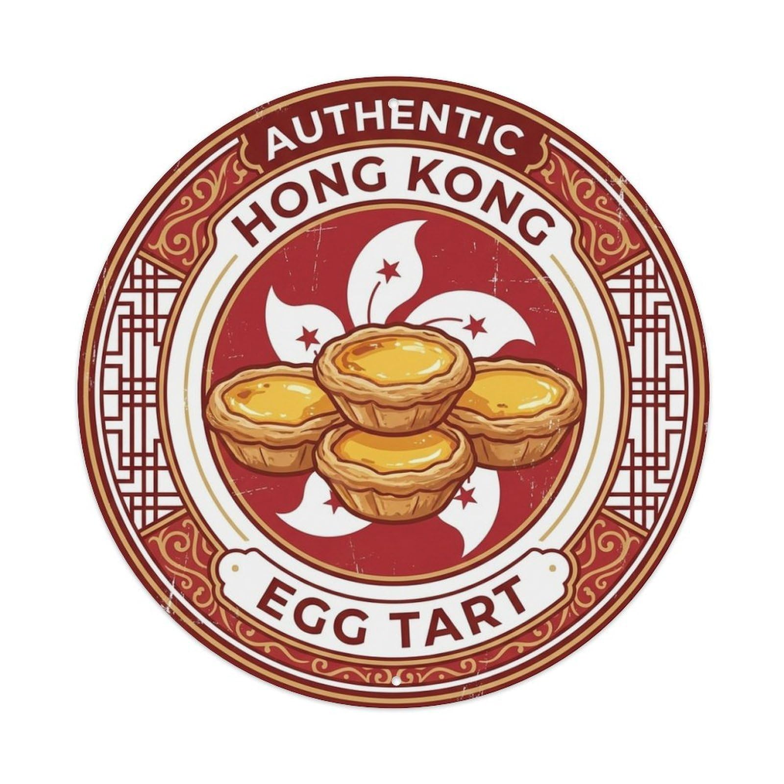 Olhnbad Style Hong Kong Egg Tart Travel Bakery Cuisine Metal Tin Sign