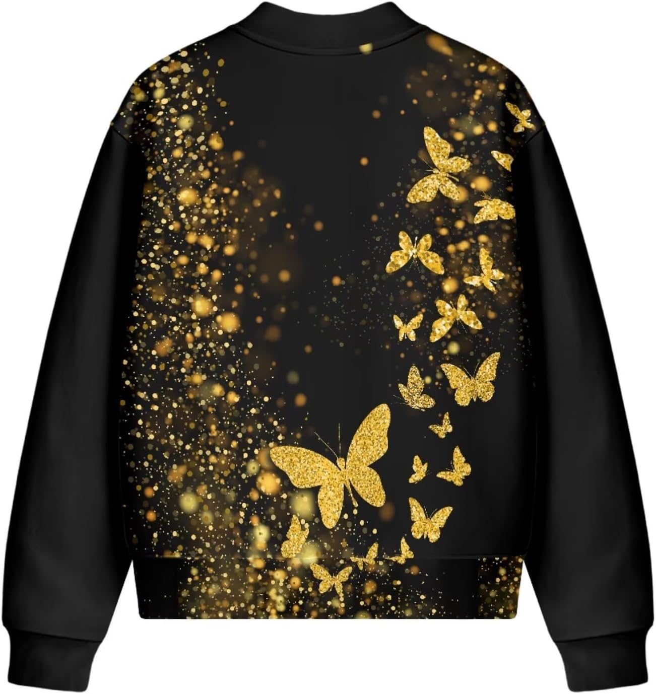 Butterfly Zip Up Jacket for Women Crewneck Athletic Jackets Long Sleeve Coats Outfits with Pockets