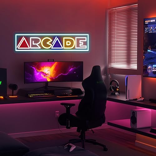 Letrero de neón de arcade para decoración de pared, alimentado por USB, para sala de juegos, cueva de hombre, regalo de adolescentes de arcade, sala