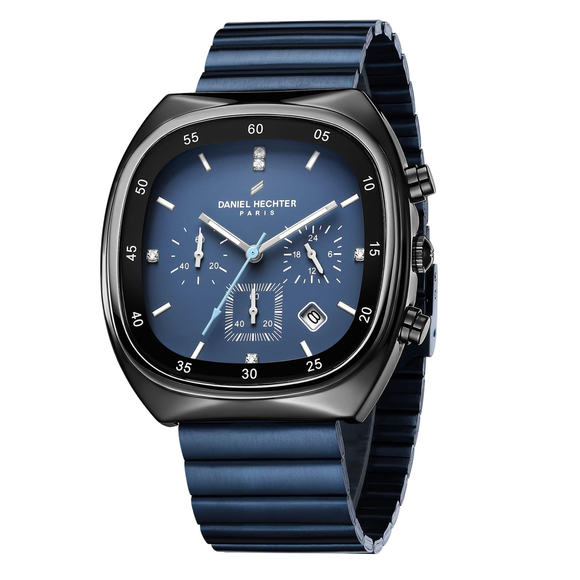 Paris Bercy Collection Multifunction Watch for Men with Square Dial Modern Design Silicone or Stainless Steel Strap -DHM1001-image-12