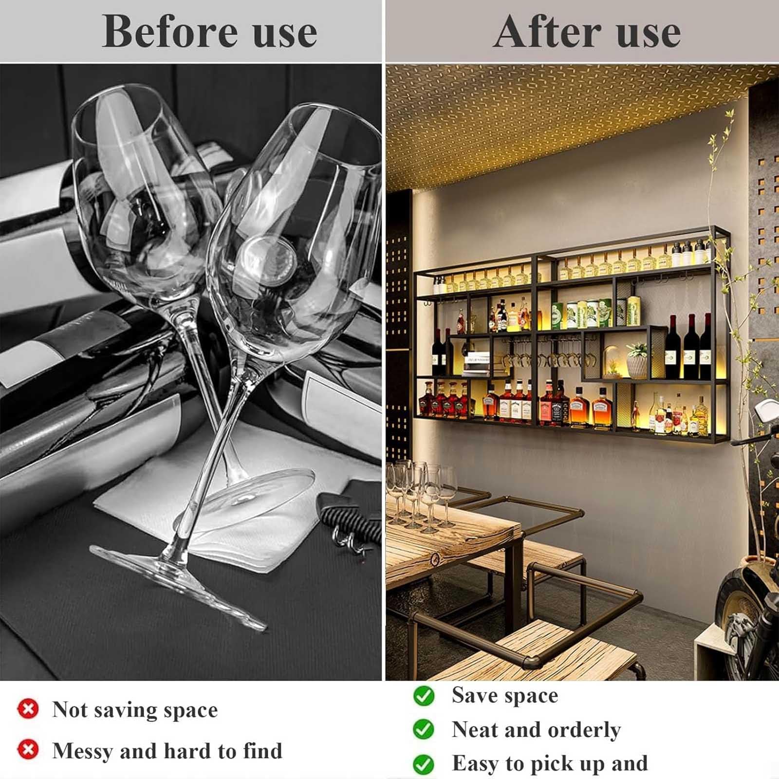 Portabottiglie dal design moderno in metallo con illuminazione per casa, bar e ristorante, soluzione elegante per riporre oggetti, 180 x 20 x 120 cm, perfetto per esposizione e nization