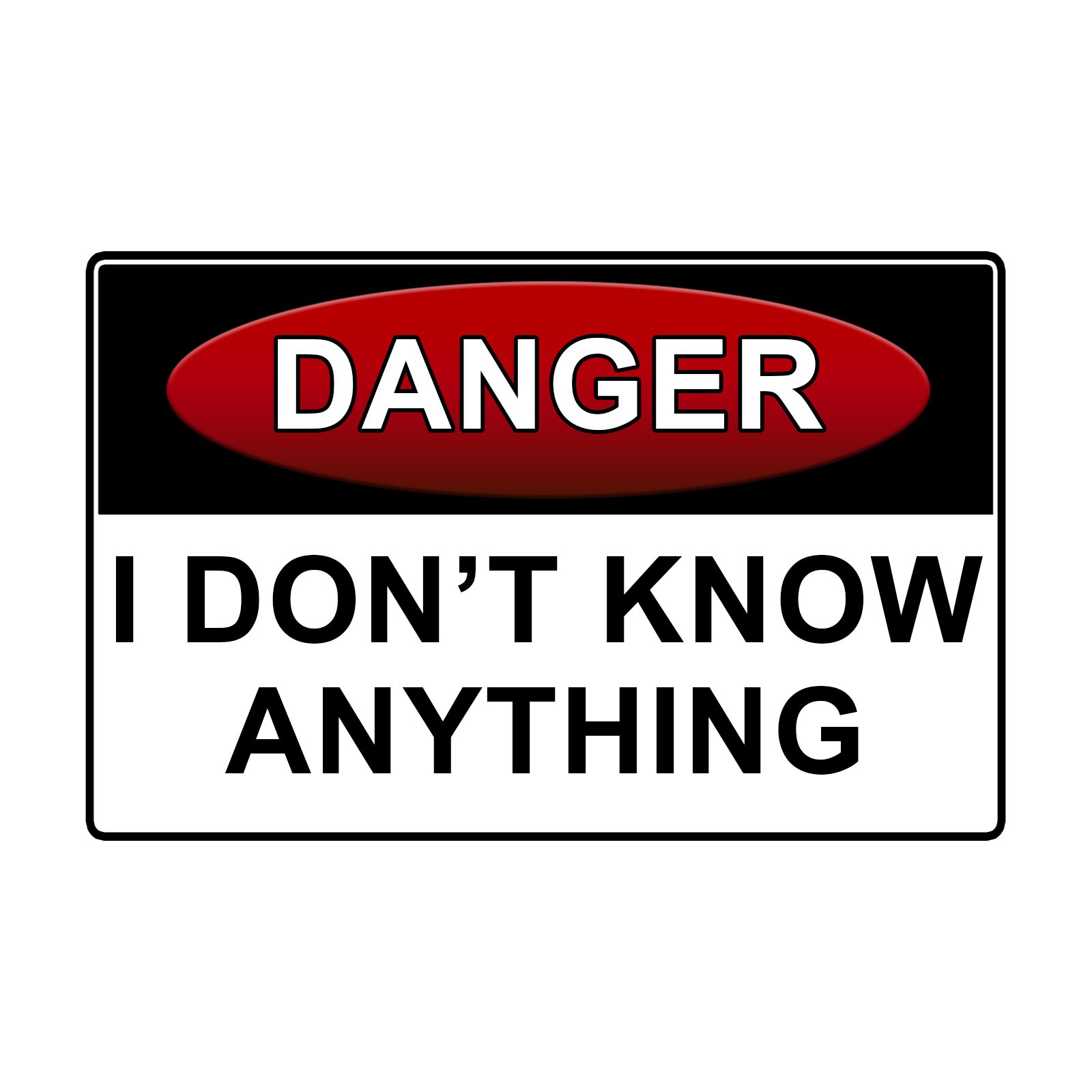 Danger I Don't Know Anything Hard Hat Helmet Sticker (Set of 3 Stickers)