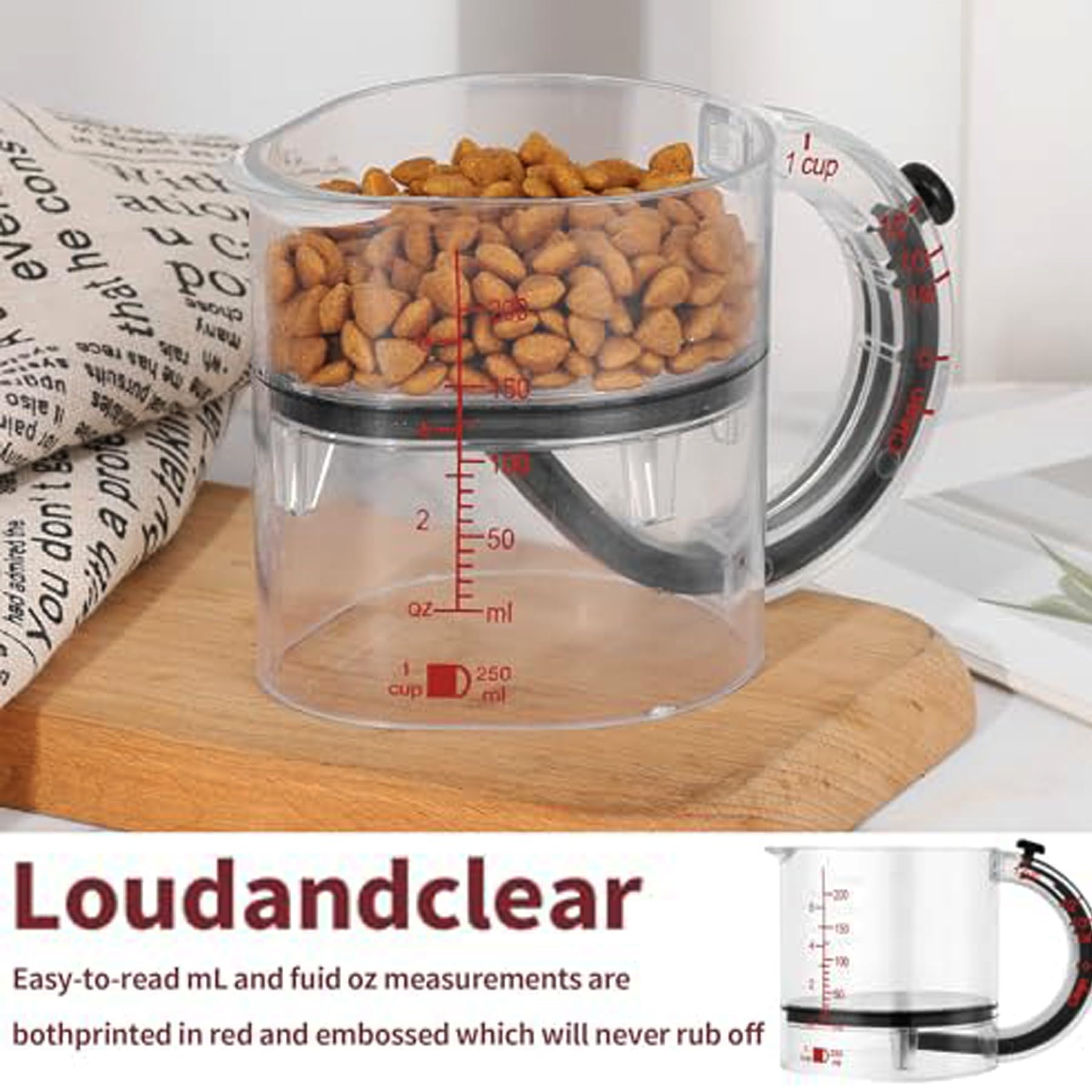 Verstellbarer Messbecher, 4-in-1-Küchenmesswerkzeug zum Kochen & Backen, Multi-Messbecher mit Oz/Ml Dual-Markierungen, 2er-Pack