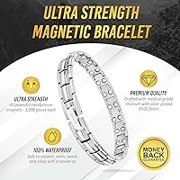 Vista 3 de MagnetRX Pulsera magnética ultra resistente para mujer, pulseras magnéticas de titanio eficaz para mujer, longitud ajustable de la pulsera