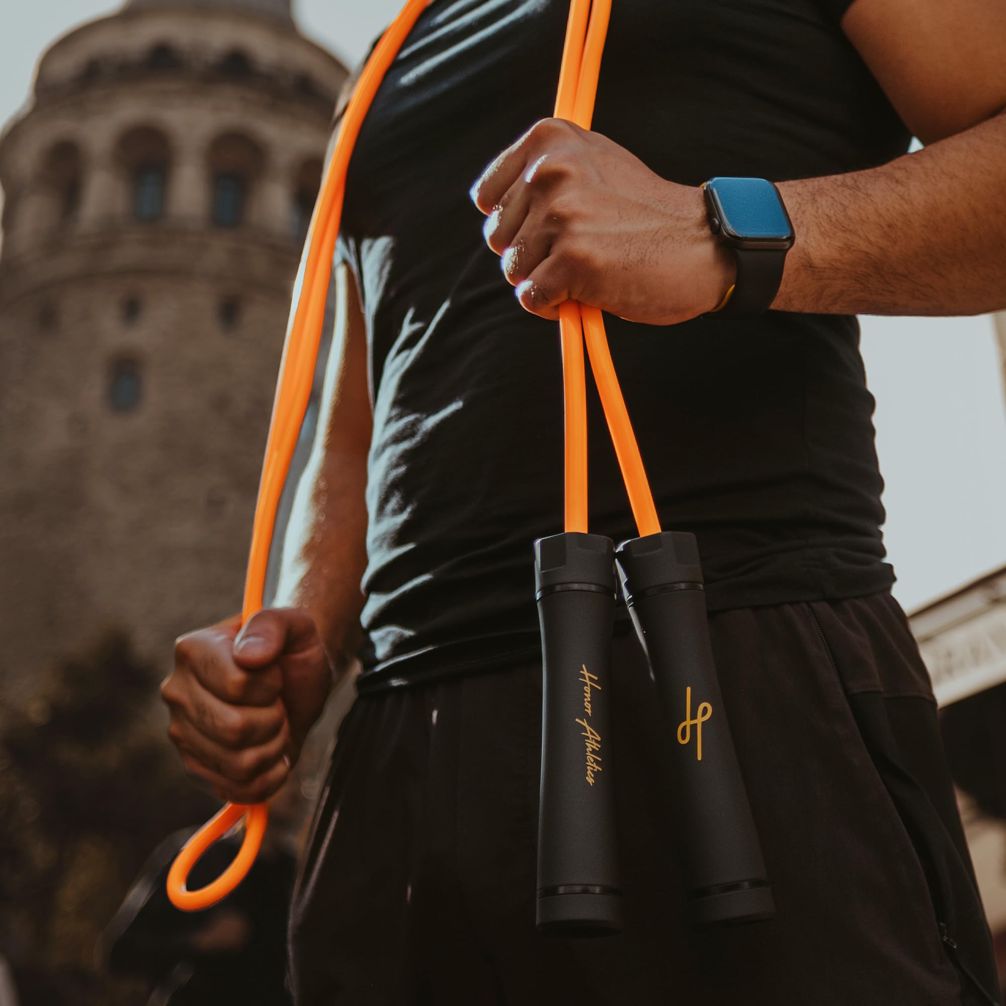 Honor Athletics - Gewichtetes 0,5 kg schweres Springseil für hochintensives und Krafttraining – verstellbares 3 m langes PVC-Seil mit ergonomischem Griff, Kugellager, ideal für Boxen, Crossfit, Muay