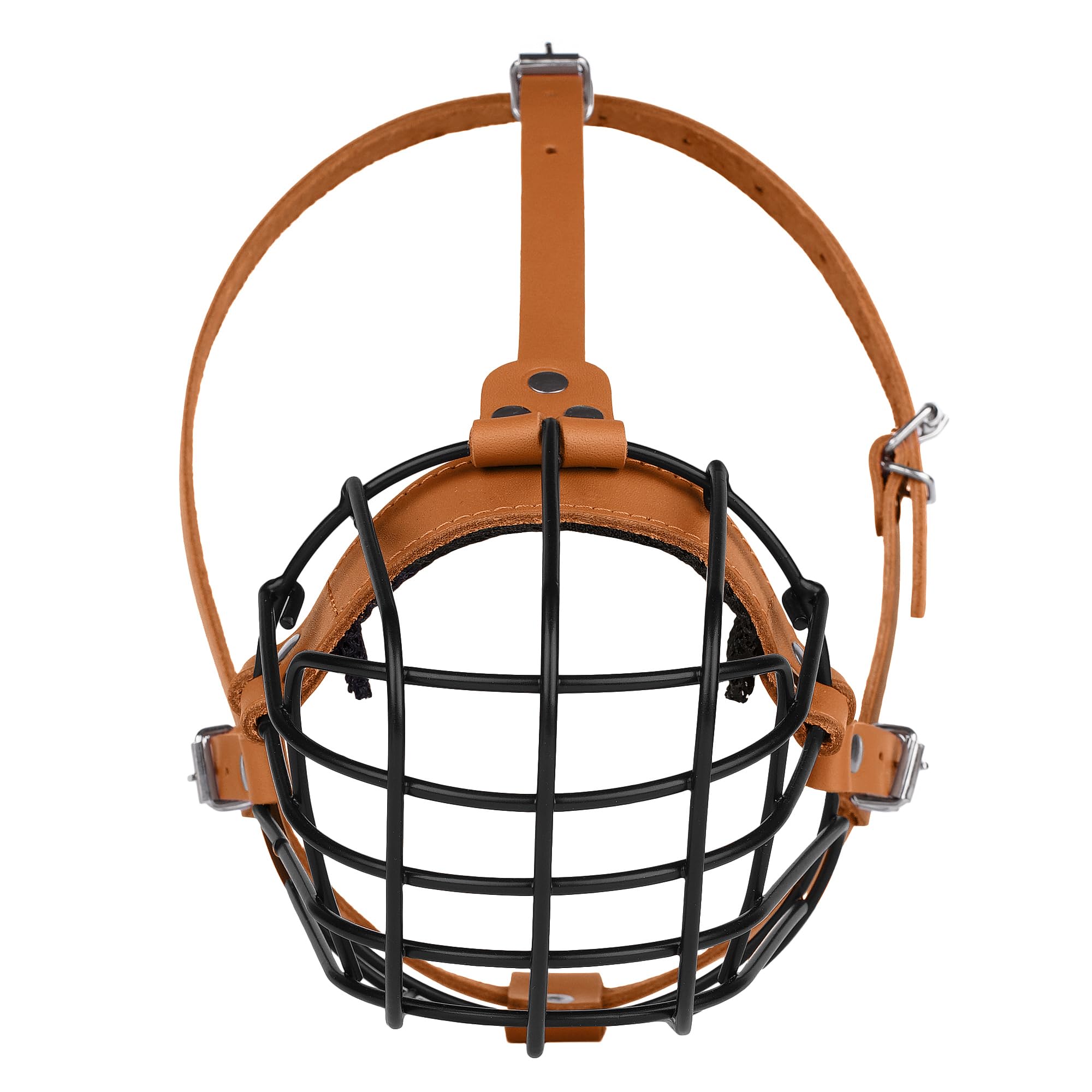 Pitbull - Bozal para perro, cesta de metal transpirable para perros grandes, máscara de alambre segura Amstaff Staffordshire Terrier, correas de cuero duraderas ajustables para morder, masticar