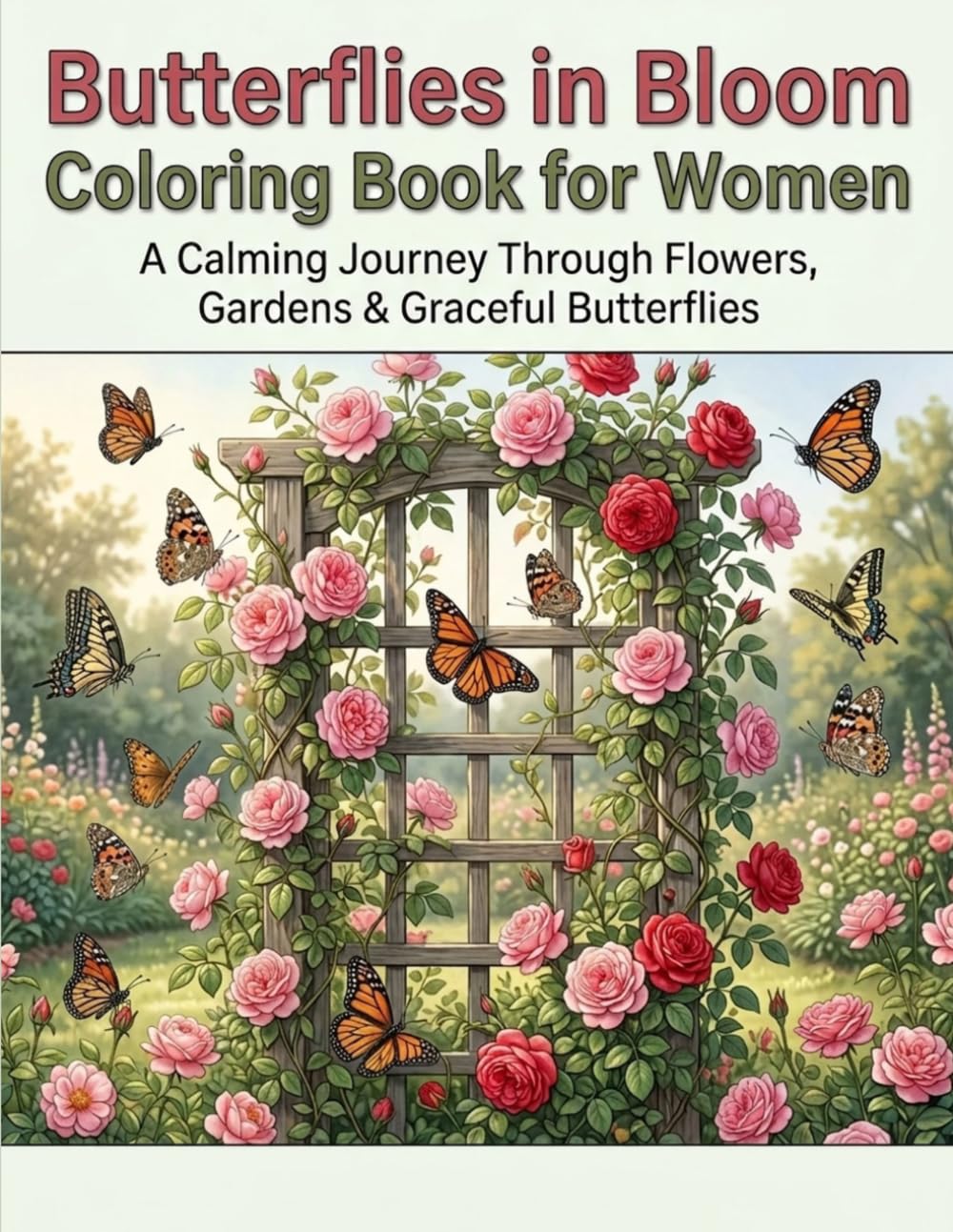 Butterflies in Bloom Coloring Book for Women: A Calming Journey Through Flowers, Gardens & Graceful Butterflies