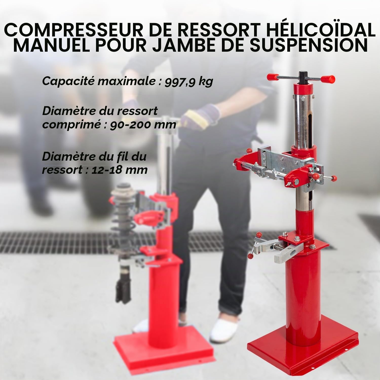 KATSU Compresseur de ressort, capacité de 2 200 lb, compresseur de ressort hélicoïdal manuel, outil de suspension pour la réparation automobile et le retrait des ressorts de jambe de force