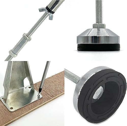 Miniatura 6 de Paquete de 3 patas de soporte central de altura ajustable para marco de cama, listones centrales de cama, patas de soporte de acero extra duraderas