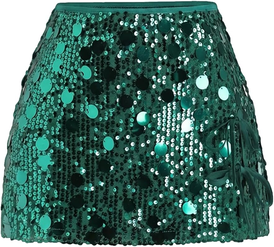 SweatyRocks Women's Sequin Mini Skirts Sparkle Bow Bodycon Skirt Club Festival Party
