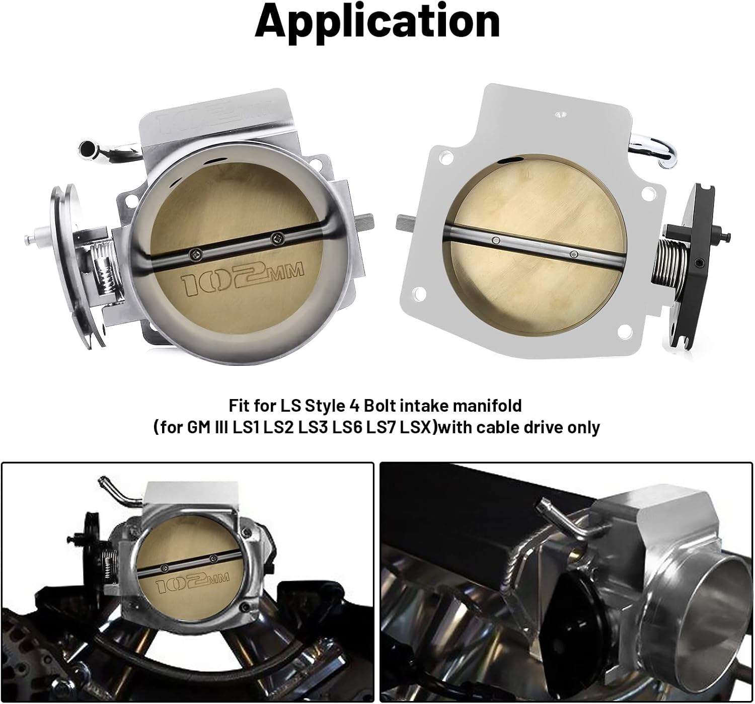 LS 102MM Throttle Body Assembly with Throttle Position Sensor and IAC for LS1 LS2 LS3 LS6 LS7 LSX Aluminum Silver
