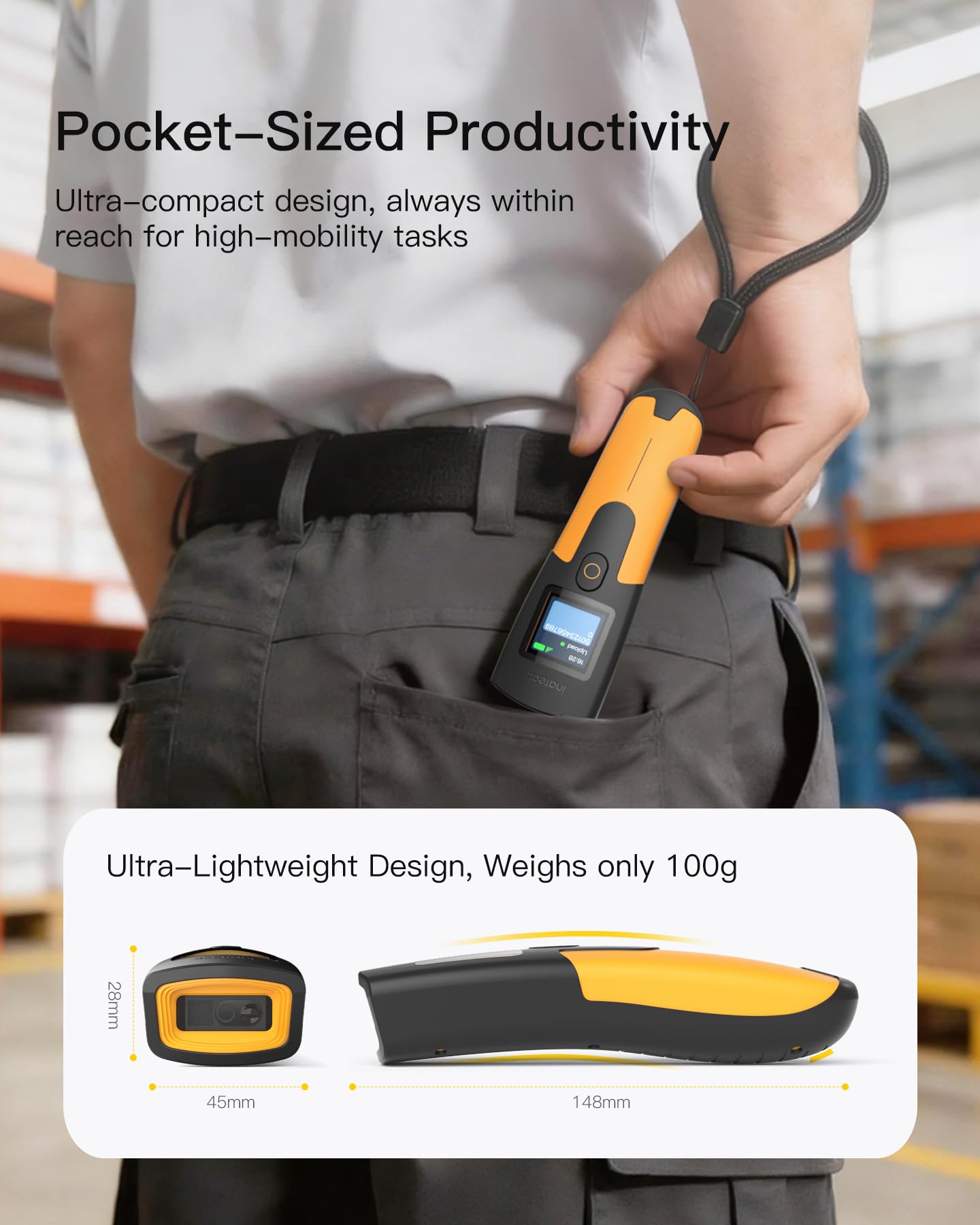 Inateck Barcode Scanner Kabellos 1D 2D, 2600 mAh, Bluetooth & USB & 2.4G Wireless, für PC Tablet Android iOS POS