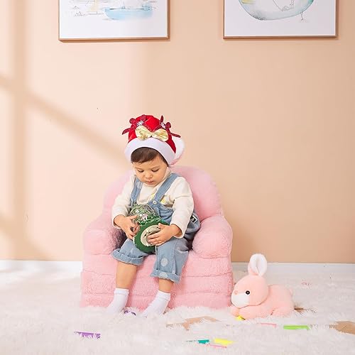 Miniatura 2 de QIUODO Silla infantil de felpa con funda extraíble, sofá cama para niños, cómodo sofá para niños de 1 a 3 años