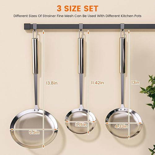 Miniatura 6 de Cuchara espumadera de malla fina, colador profesional de acero inoxidable 304 para filtro de aceite, desnatar grasa y espuma, duradero,