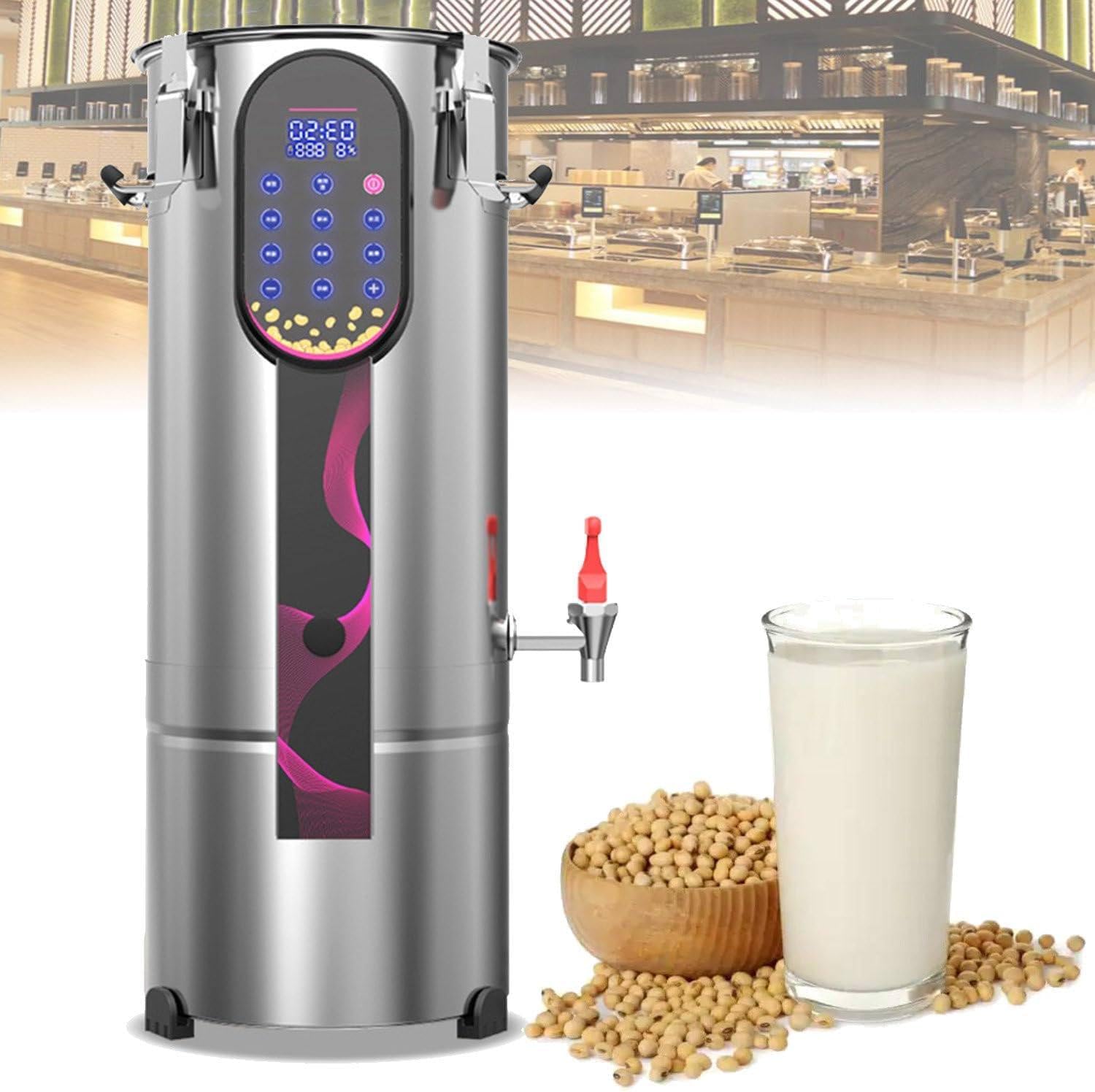 Automatyczna maszyna do produkcji mleka sojowego, komercyjna, elektryczna, z wyjmowanym filtrem i timerem separacji żużla, odpowiednia do kuchni i restauracji (18L)