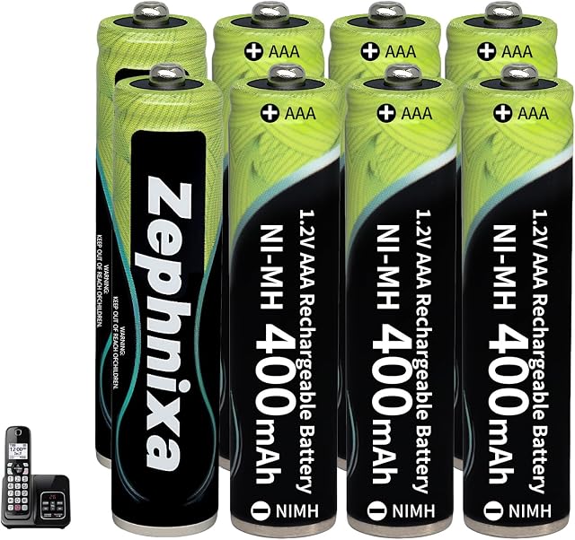 12 Pack Ni-MH AAA Rechargeable Batteries for Cordless Phones, 400mAh 1.2V Standard Capacity Low Self Discharge AAA Batteries for Panasonic, VTech & More Home Electronics