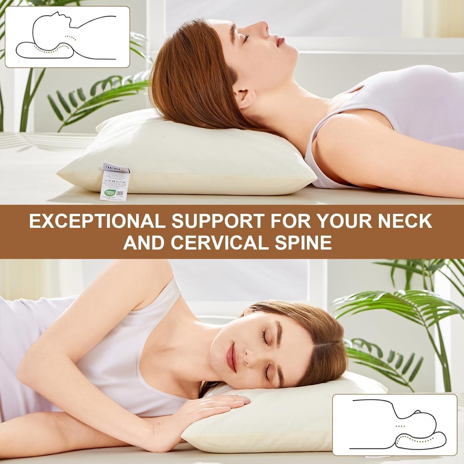 Organic Buckwheat Pillow for Sleeping with Dual-Layer Pillowcase and Extra Tartary Buckwheat Hulls, Adjust Height and Firmness, Neck Support Pillow for Back and Side Sleepers 14"x20" - Image 6