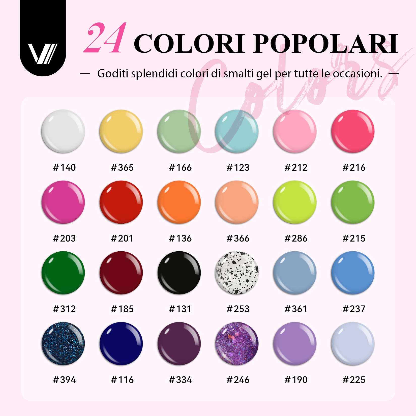 VANREESA Kit Semipermanente Unghie, 24 Colori Kit Unghie Gel Completo con 36W Lampada U V e Base Top Coat Arancione Verde Viola Smalto Semipermanente Set Manicure per Principianti Regalo per Le Donne