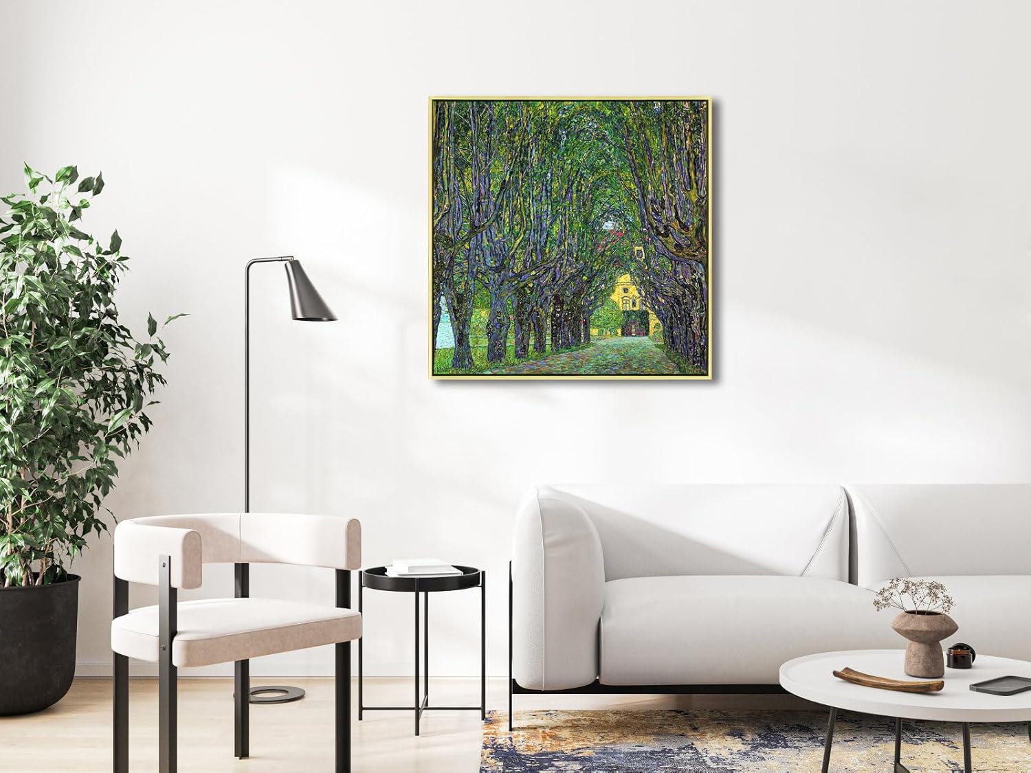 Wieco Art Gold Framed Art Avenue in Schloss Kammer Park,1912 by Gustav Klimt Famous Artwork Oil Paintings Reproduction for Living Room Home Office Decoration