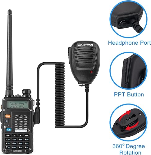 Vista 4 de Radio de jamón Walkie Talkie (UV-5R) UHF VHF Radio de doble banda de 2 vías con batería recargable de iones de litio Walkie Talkies de mano